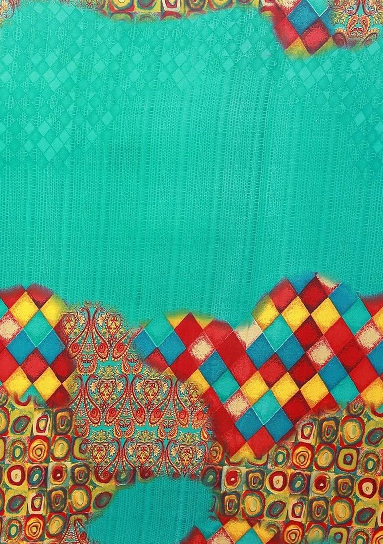 Beige Printed Georgette Saree Set (Set Of 2)