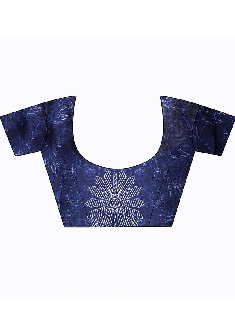 White Floral Georgette Saree Set (Set Of 2)