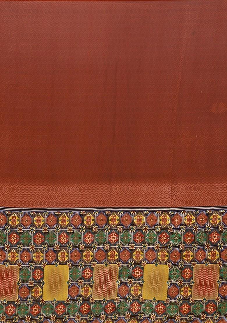 Yellow Printed Georgette Saree Set (Set Of 2)