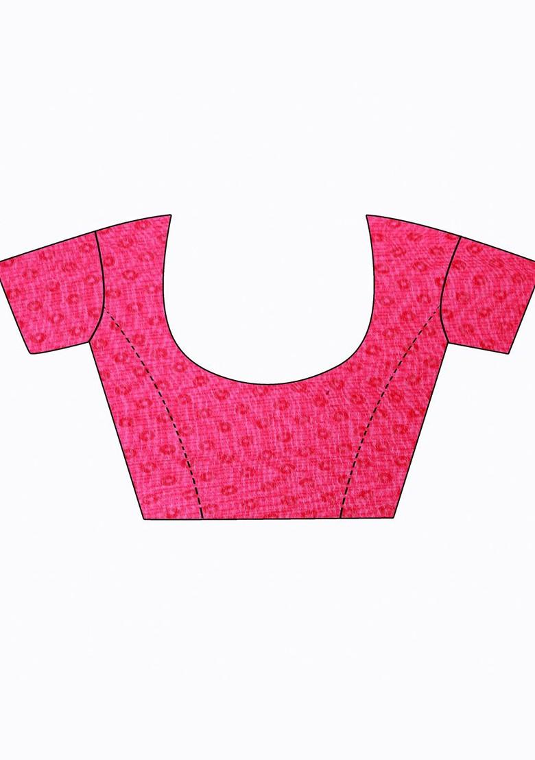 Pink Embroidered Georgette Saree Set