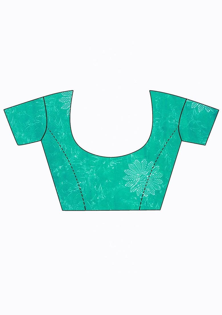 Turquoise Blue Embroidered Georgette Saree Set (Set Of 2)