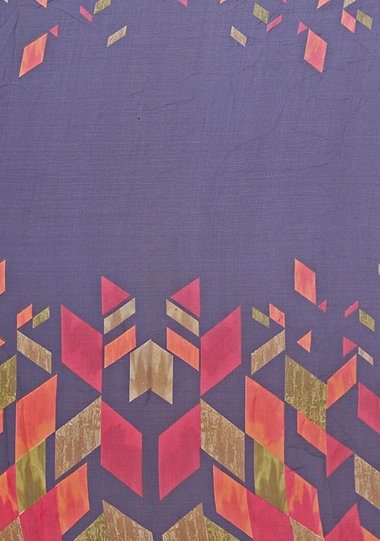 Navy Blue Embroidered Georgette Saree Set (Set Of 2)