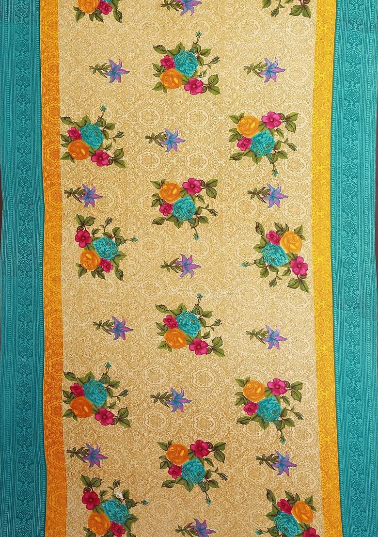 Red Embroidered Poly Blend Saree Set (Set Of 2)