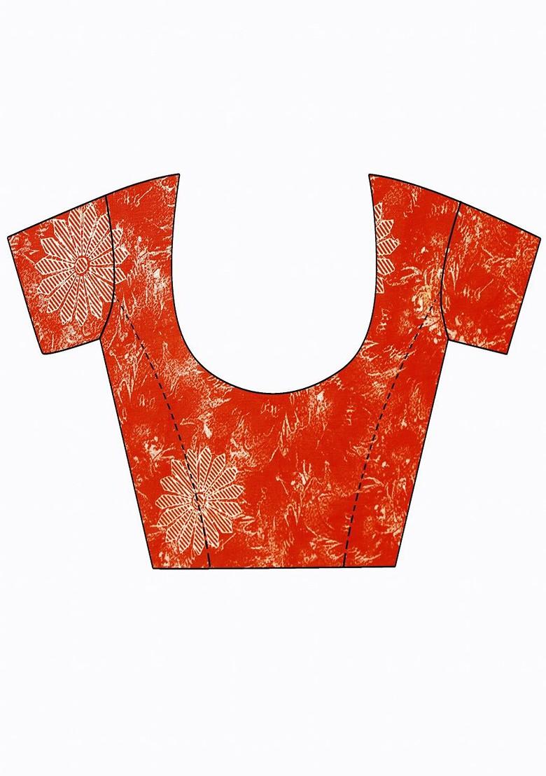 White Floral Georgette Saree Set (Set Of 2)