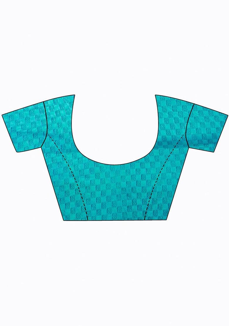 Turquoise Blue Printed Georgette Saree Set