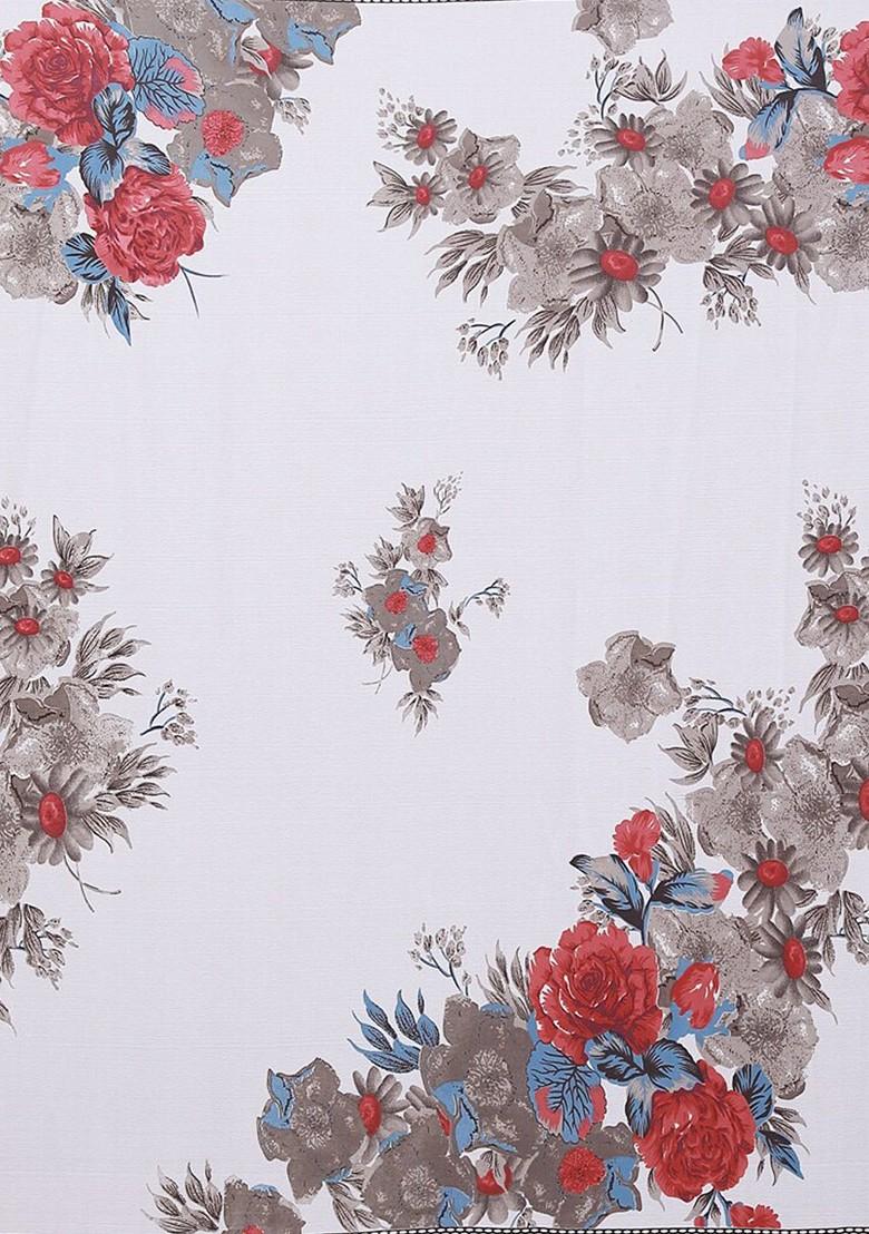 White Embroidered Georgette Saree Set (Set Of 2)