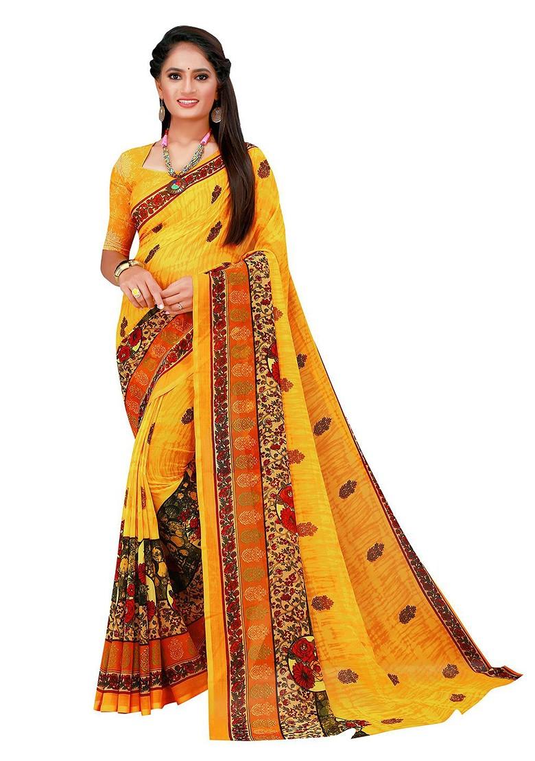 Magenta Embroidered Georgette Saree Set