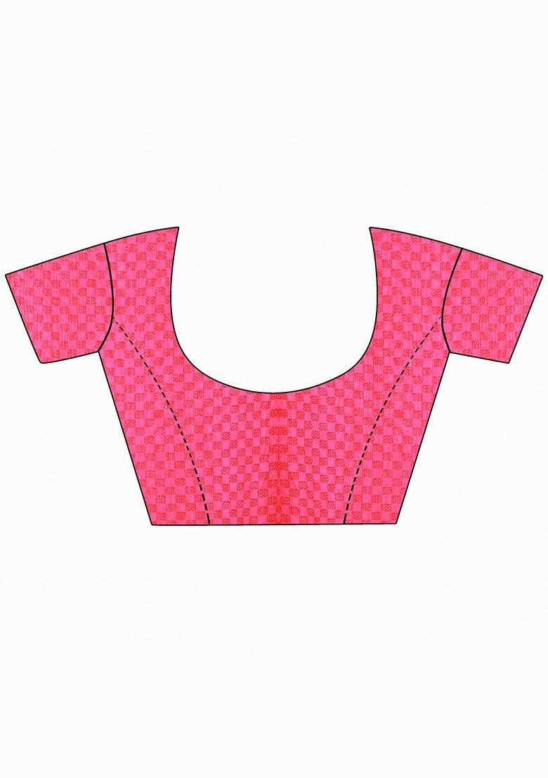 Magenta Embroidered Poly Blend Saree Set