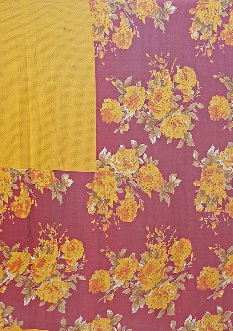 Orange Embroidered Poly Blend Saree Set