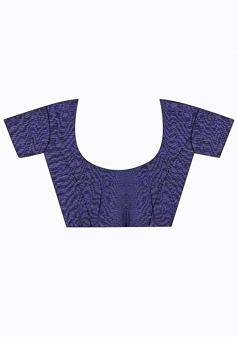 Navy Blue Embroidered Georgette Saree Set (Set Of 2)