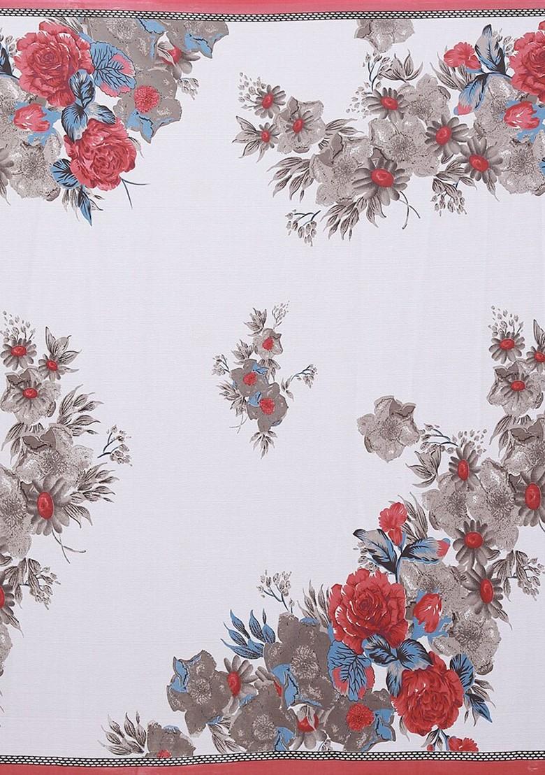 Navy Blue Embroidered Georgette Saree Set (Set Of 2)