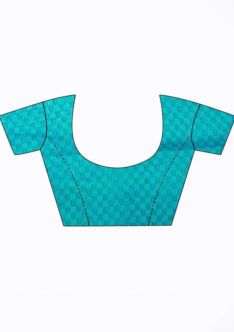 Turquoise Blue Embroidered Georgette Saree Set (Set Of 2)