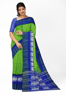 Green Embroidered Silk Saree Set