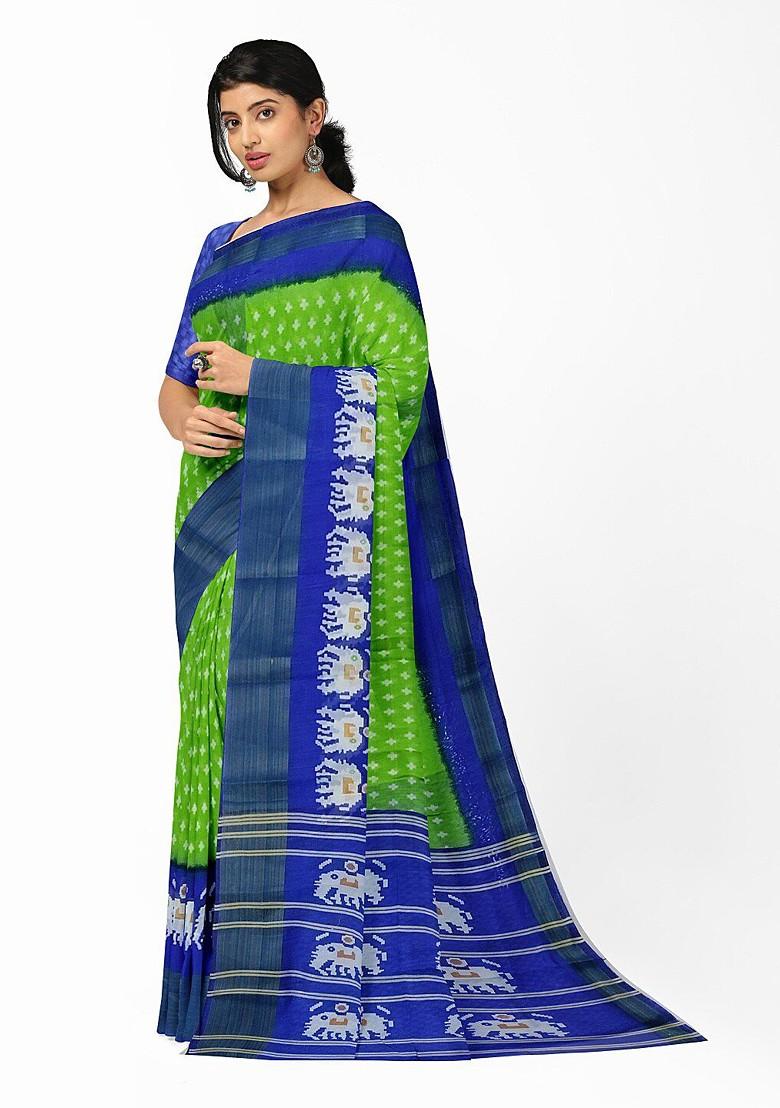 Green Embroidered Silk Saree Set