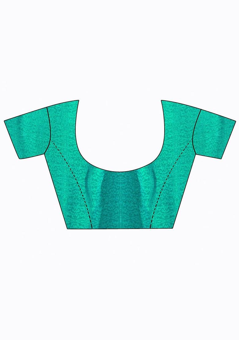 Green Embroidered Georgette Saree Set (Set Of 2)