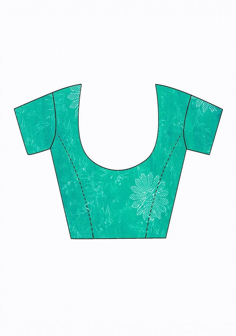 Turquoise Blue Embroidered Georgette Saree Set (Set Of 2)