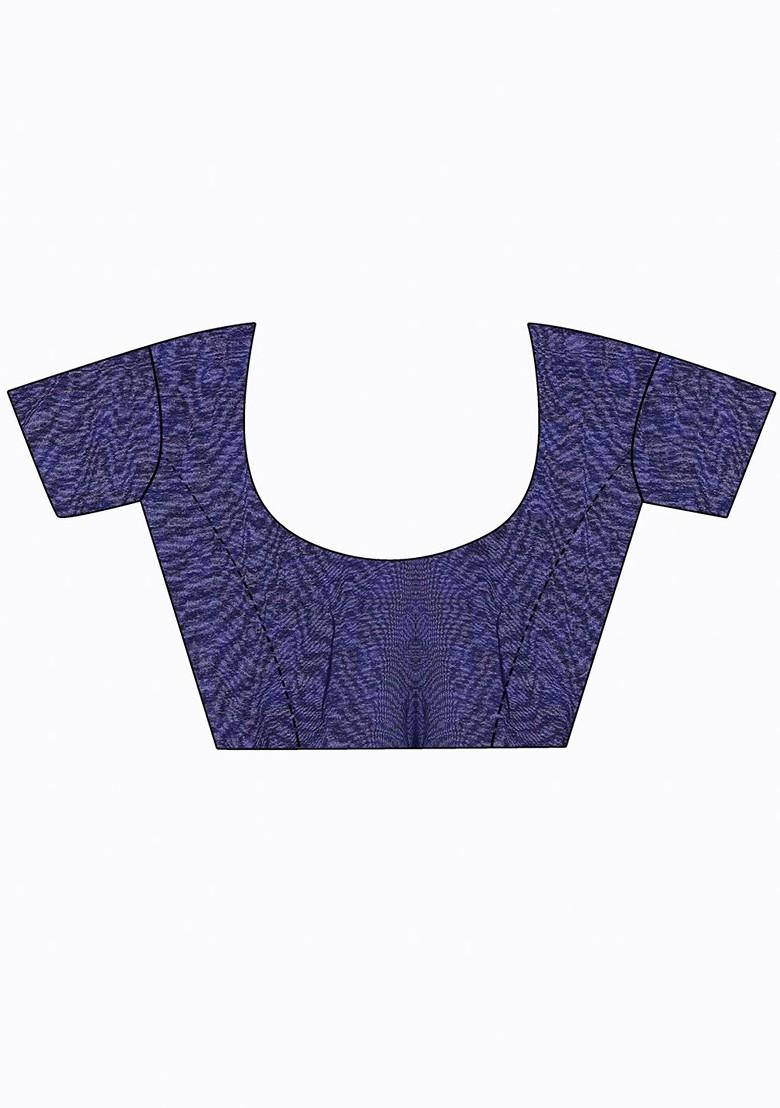 Navy Blue Printed Georgette Saree Set