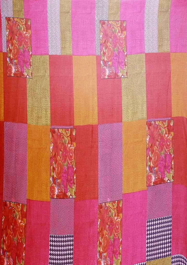 Beige Embroidered Georgette Saree Set (Set Of 2)