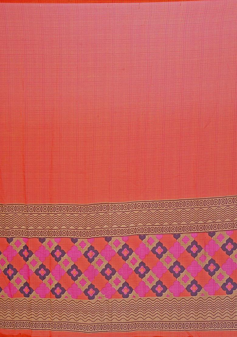 Orange Embroidered Georgette Saree Set