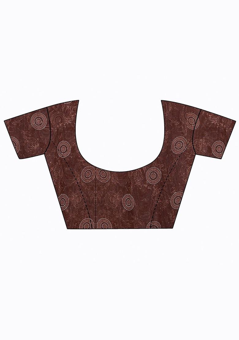 Peach Printed Georgette Saree Set