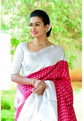 Pink woven Kanjeevaram Saree Set