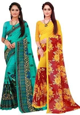 Maroon Embroidered Poly Blend Saree Set