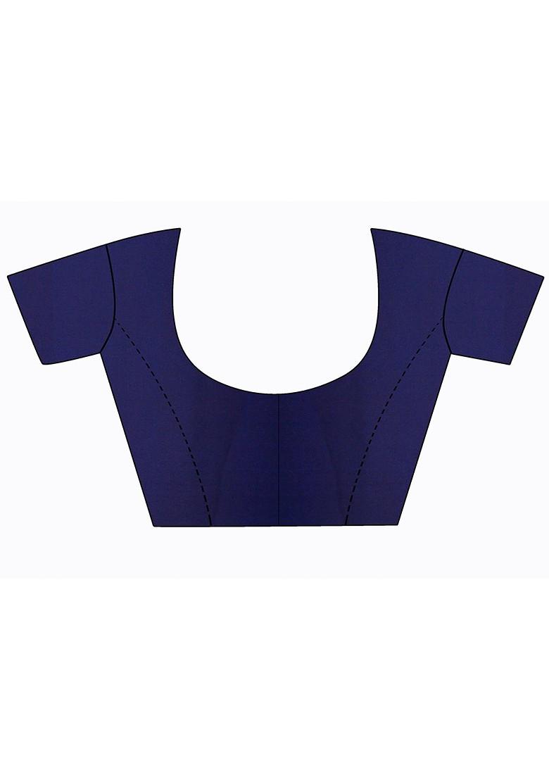 Navy Blue Embroidered Georgette Saree Set (Set Of 2)