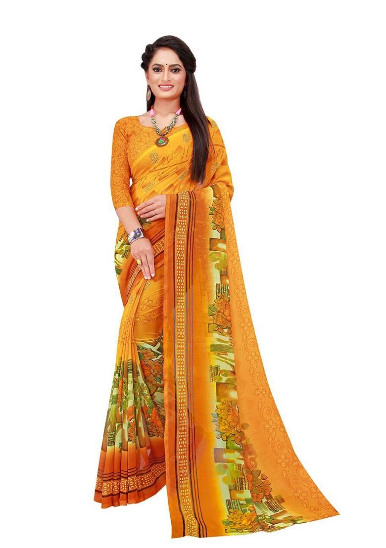 Turquoise Blue Embroidered Georgette Saree Set