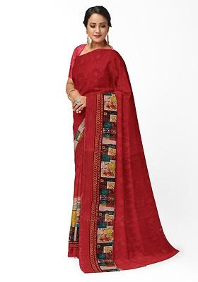 Multi Printed Georgette Saree Set