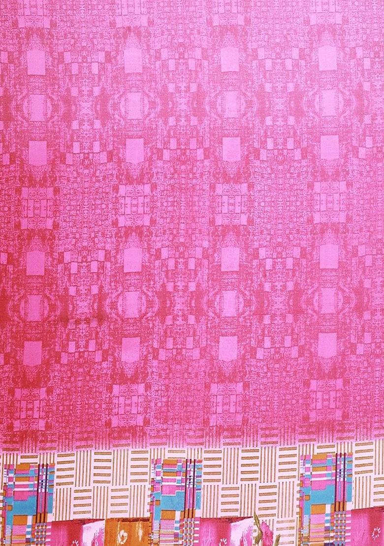 Pink Embroidered Georgette Saree Set