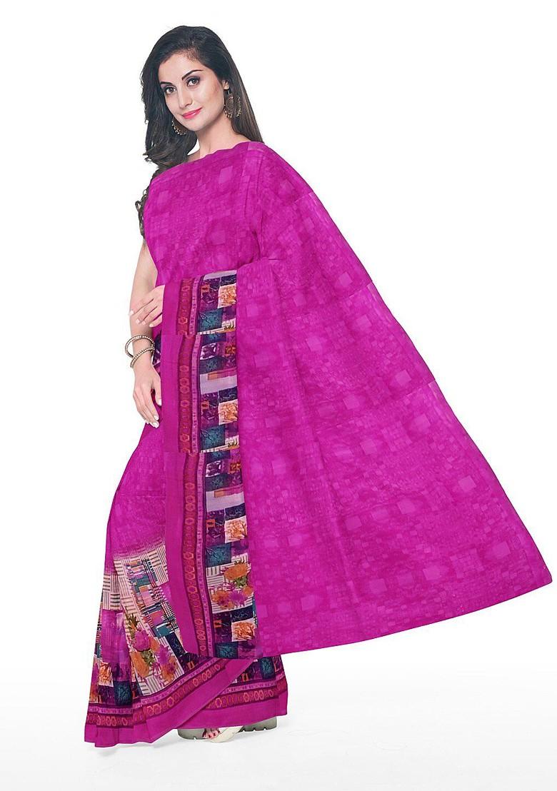 Pink Embroidered Georgette Saree Set