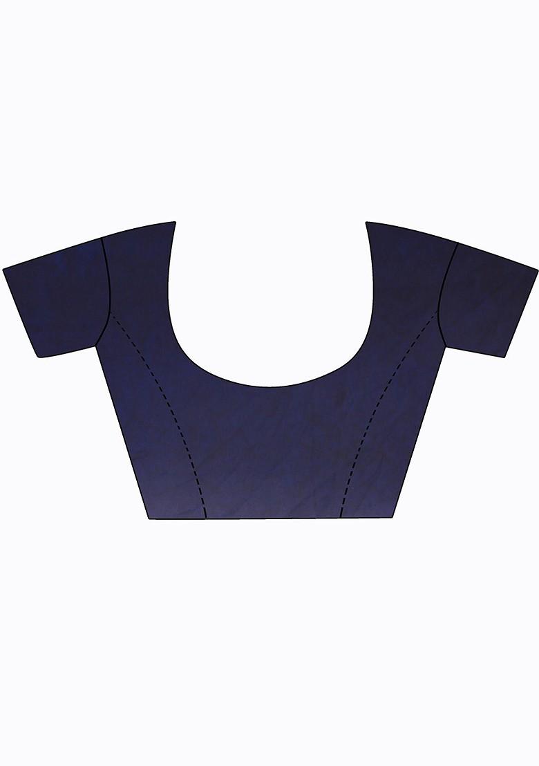 Navy Blue Floral Georgette Saree Set