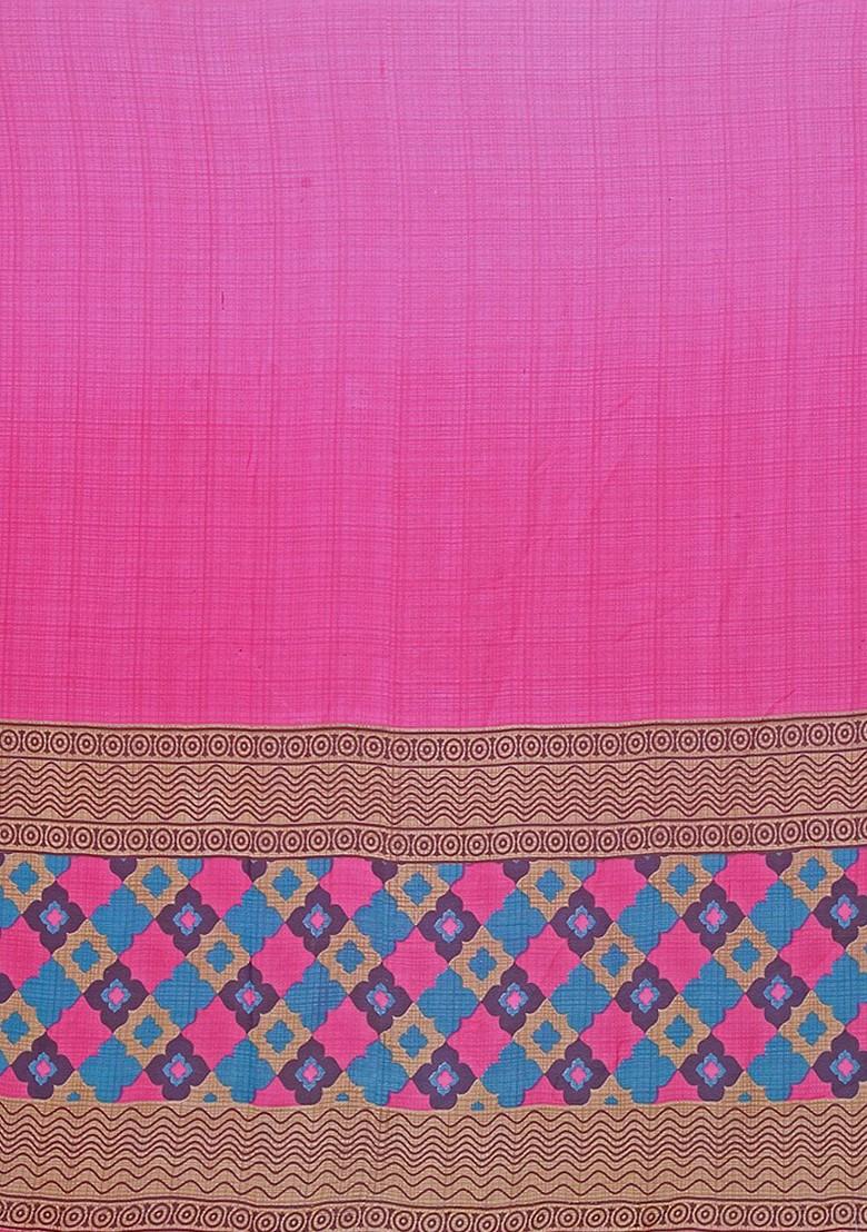 Pink Embroidered Georgette Saree Set