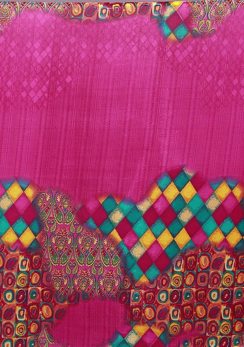 Green Embroidered Georgette Saree Set (Set Of 2)