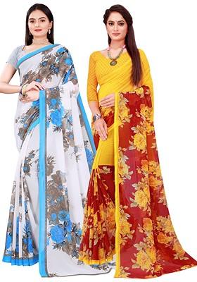 Maroon Embroidered Poly Blend Saree Set