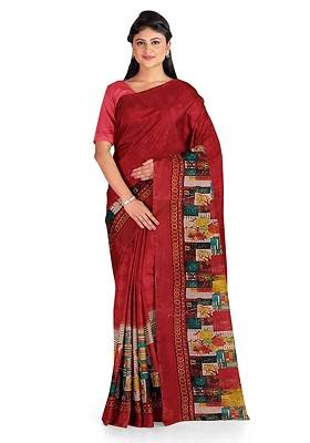 Peach Embroidered Georgette Saree Set