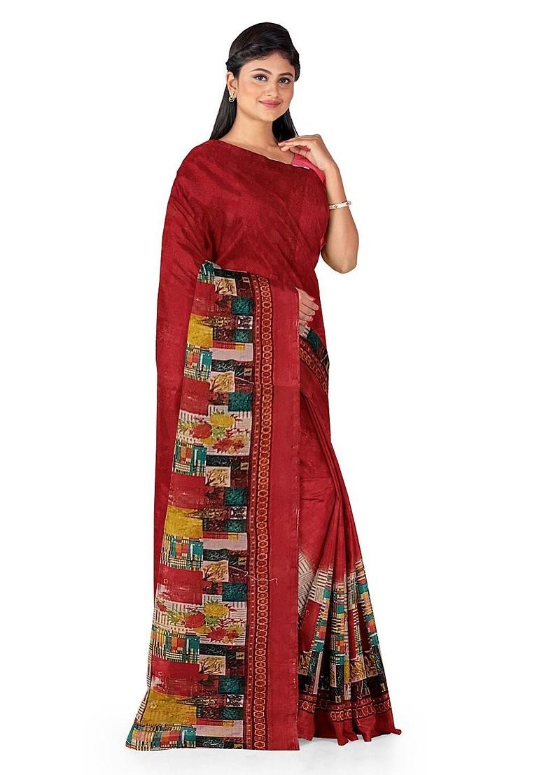 Peach Embroidered Georgette Saree Set