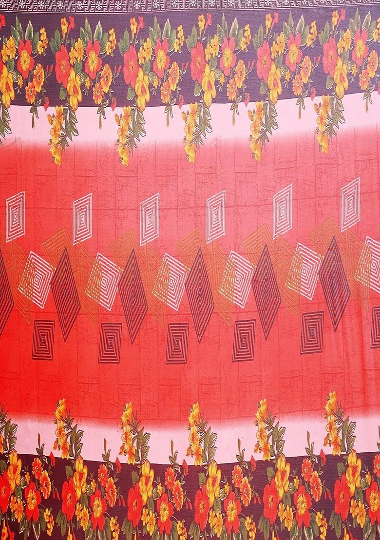 Brown Embroidered Georgette Saree Set