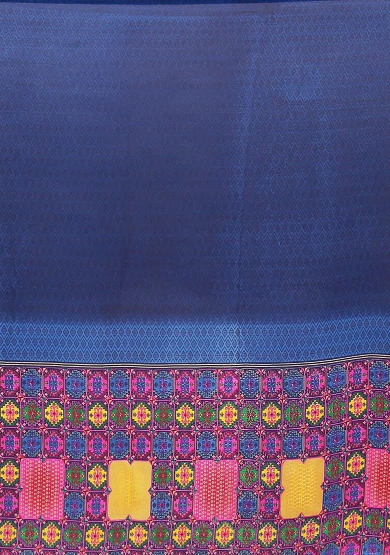 Beige Printed Georgette Saree Set (Set Of 2)