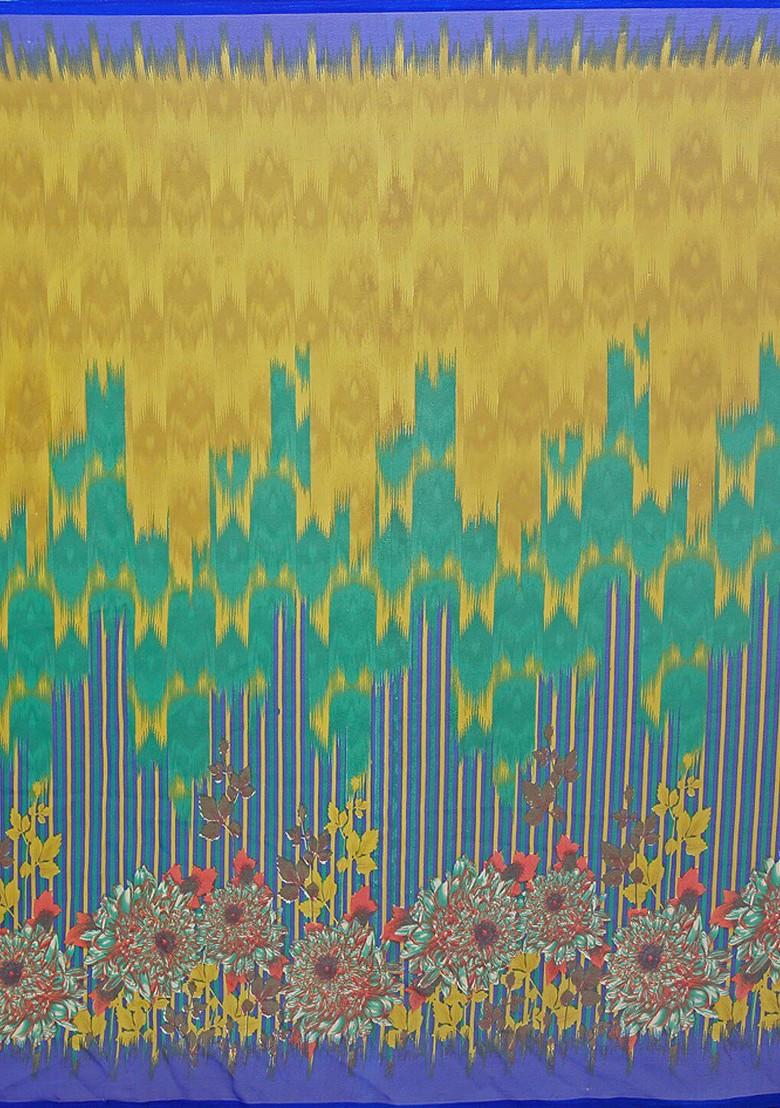 Pink Embroidered Georgette Saree Set (Set Of 2)