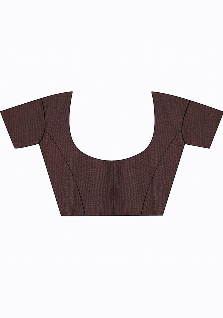 Brown Embroidered Georgette Saree Set