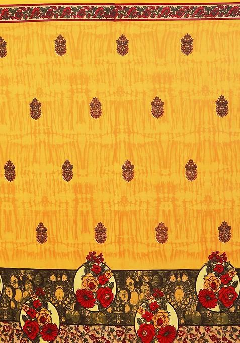 Yellow Embroidered Georgette Saree