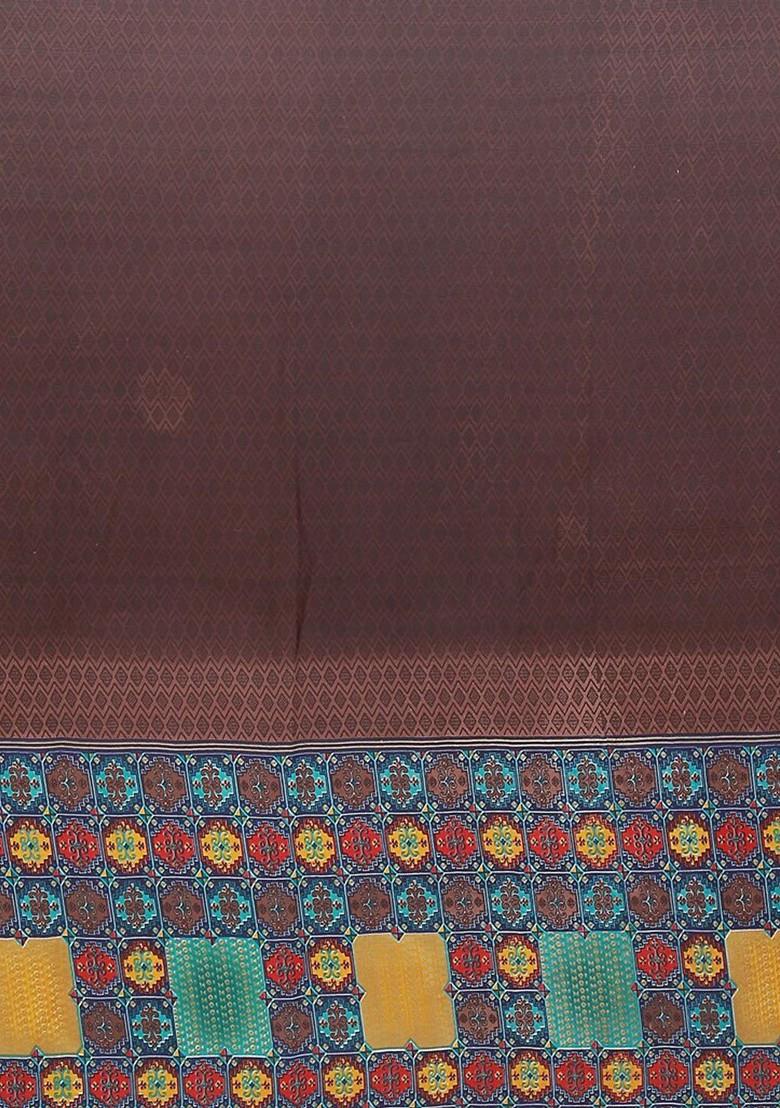 Brown Embroidered Georgette Saree Set