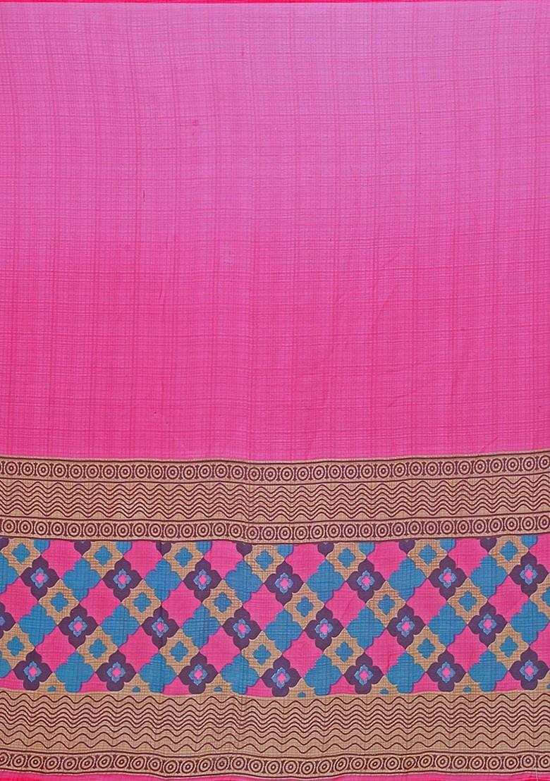 Magenta Embroidered Georgette Saree Set (Set Of 2)