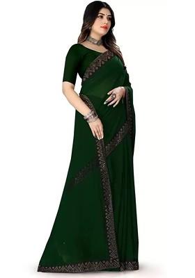 Green Stone Embroidered Georgette Saree Set
