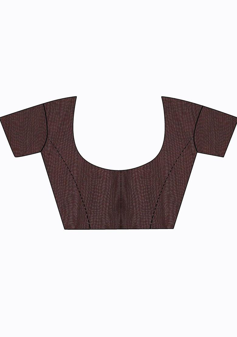 Brown Embroidered Georgette Saree Set