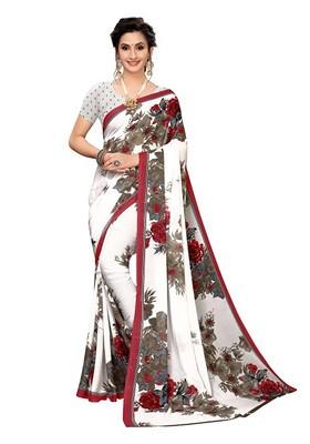 Maroon Floral Georgette Saree Set