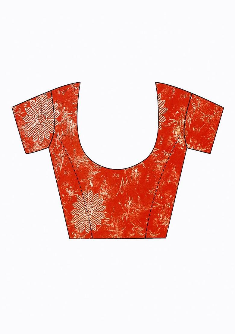 Navy Blue Printed Georgette Saree Set (Set Of 2)