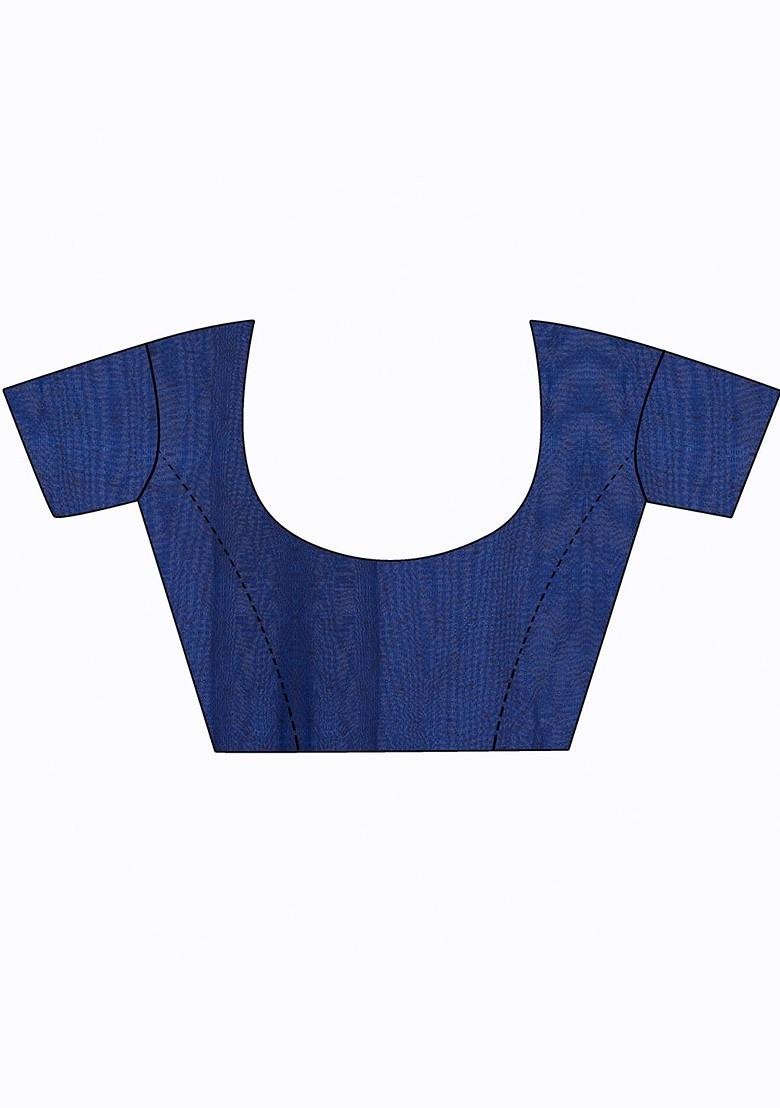 Navy Blue Embroidered Georgette Saree Set (Set Of 2)