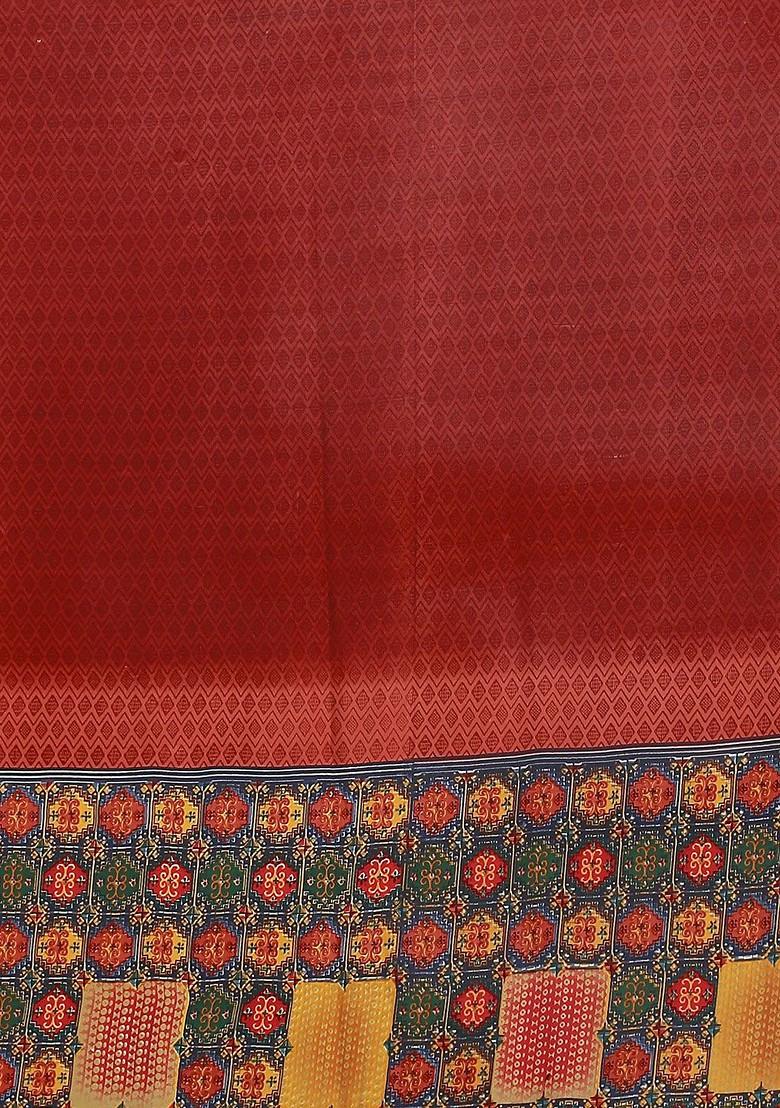 Turquoise Blue Floral Georgette Saree Set (Set Of 2)